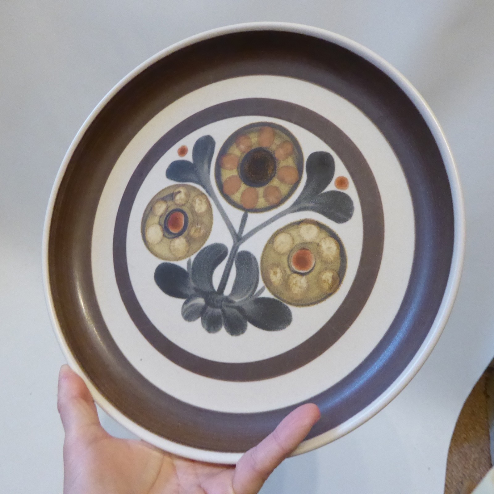 Denby Langley Mayflower large vintage dinner plate, 10" 25cm stoneware pottery - Image 5