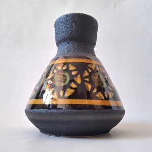 Dumler & Breiden West German pottery vase 128-15, black lava & glossy mustard