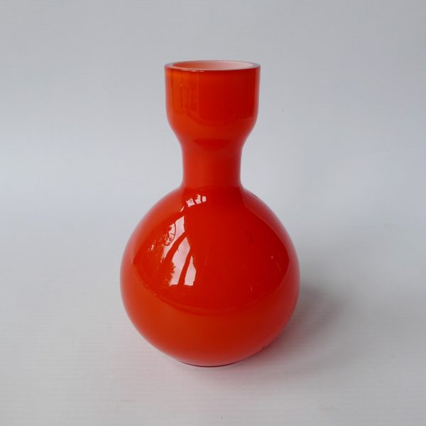 Elme Sweden Scandinavian orange cased art glass vase, vintage Swedish. Borgarp - Image 3