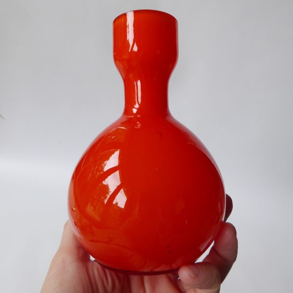 Elme Sweden Scandinavian orange cased art glass vase, vintage Swedish. Borgarp - Image 4