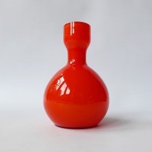 Elme Sweden Scandinavian orange cased art glass vase, vintage Swedish. Borgarp