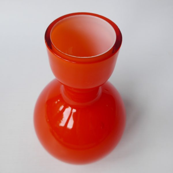 Elme Sweden Scandinavian orange cased art glass vase, vintage Swedish. Borgarp - Image 6