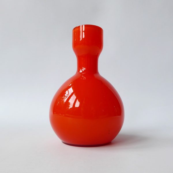 Elme Sweden Scandinavian orange cased art glass vase, vintage Swedish. Borgarp