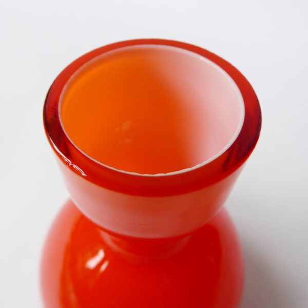 Elme Sweden Scandinavian orange cased art glass vase, vintage Swedish. Borgarp - Image 8