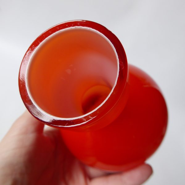 Elme Sweden Scandinavian orange cased art glass vase, vintage Swedish. Borgarp - Image 9
