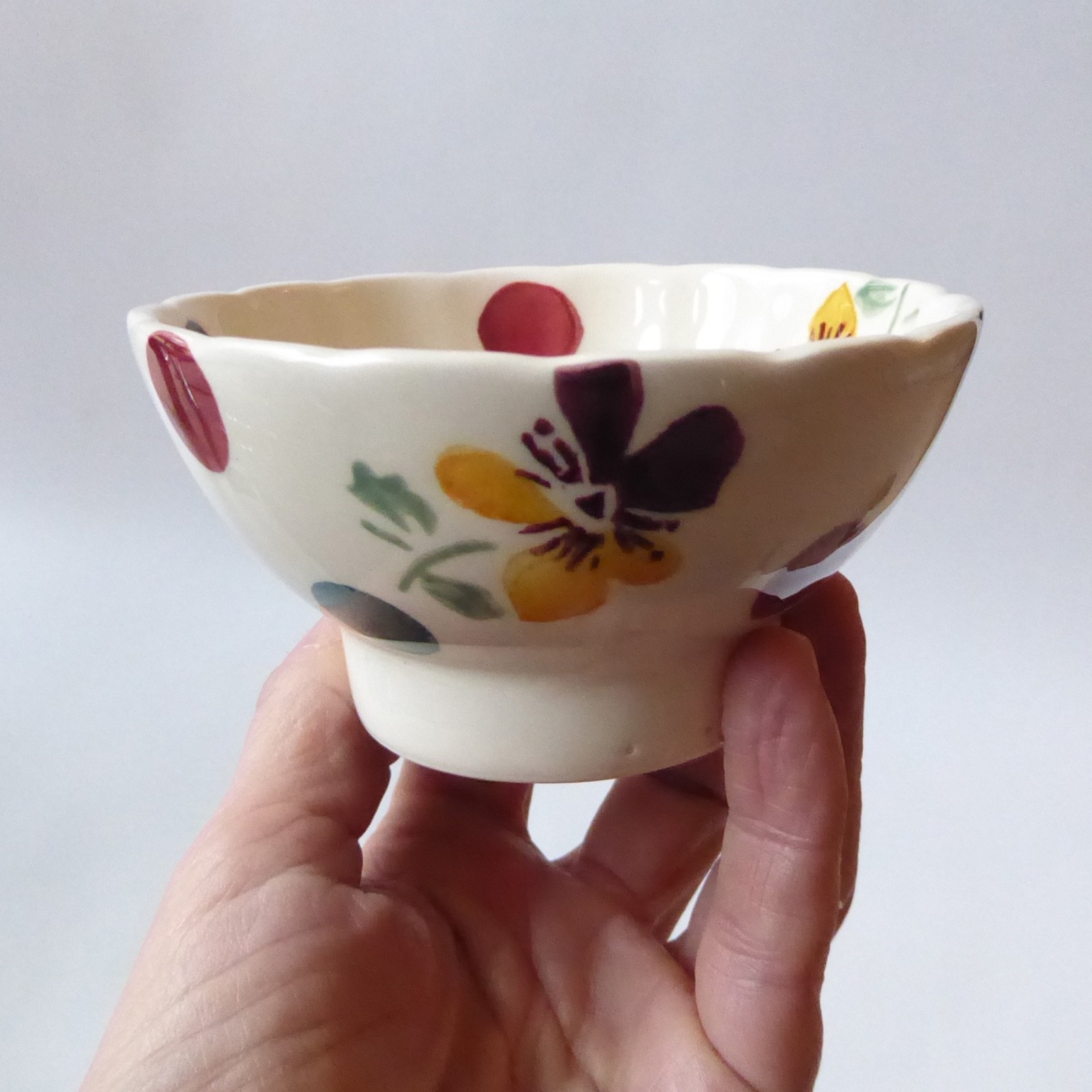 Emma Bridgewater Polka Dot & Pansy small fluted dip bowls, discontinued 2014 - Image 11