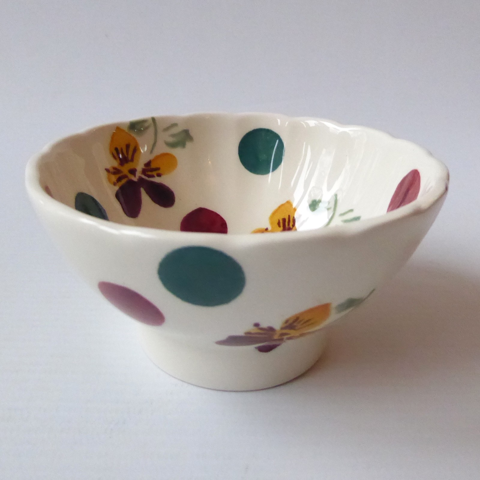 Emma Bridgewater Polka Dot & Pansy small fluted dip bowls, discontinued 2014 - Image 12