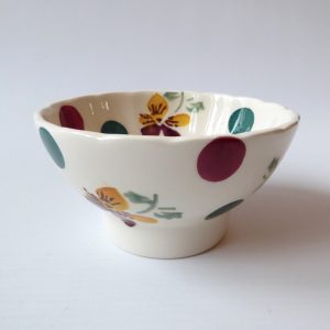 Emma Bridgewater Polka Dot & Pansy small fluted dip bowls, discontinued 2014