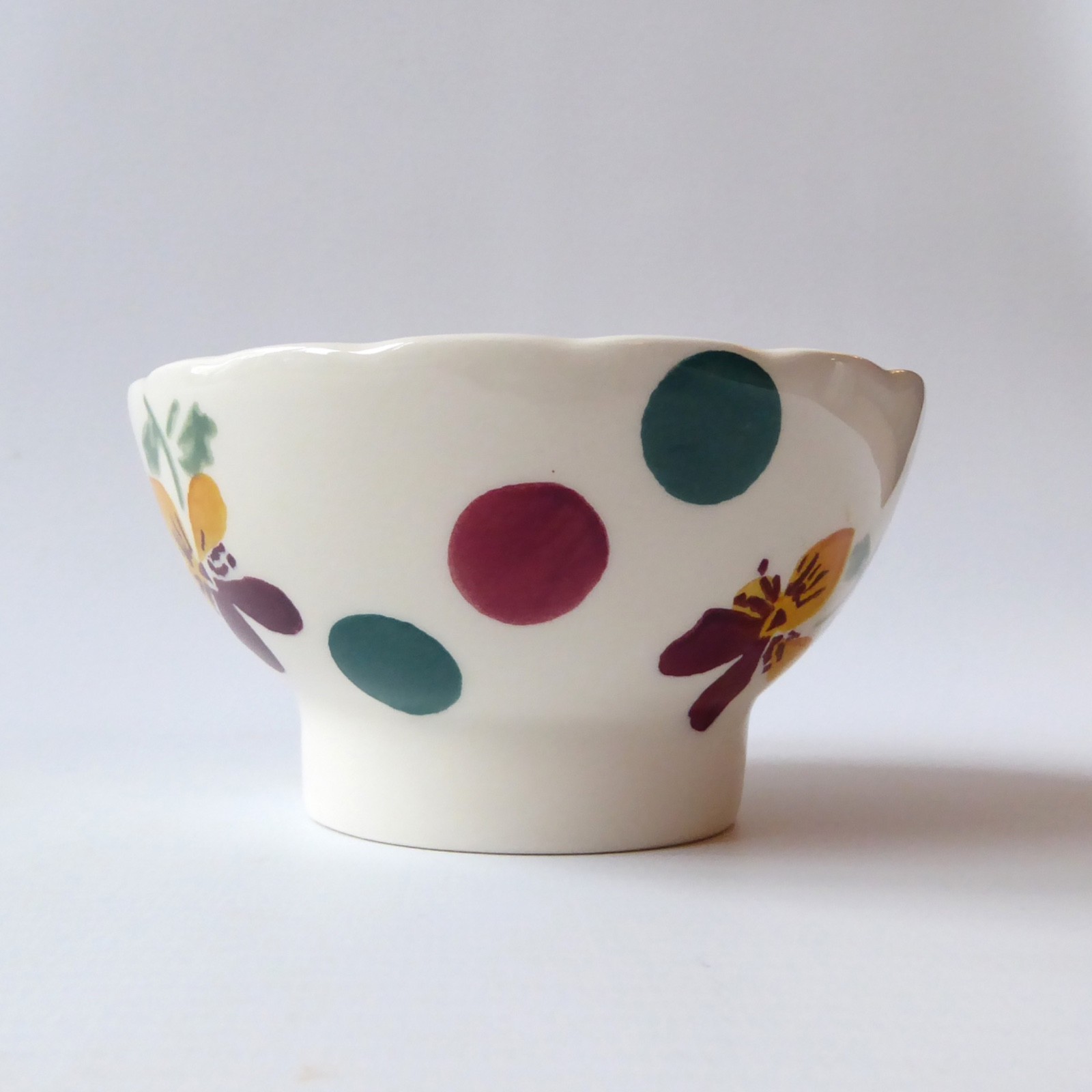 Emma Bridgewater Polka Dot & Pansy small fluted dip bowls, discontinued 2014 - Image 6