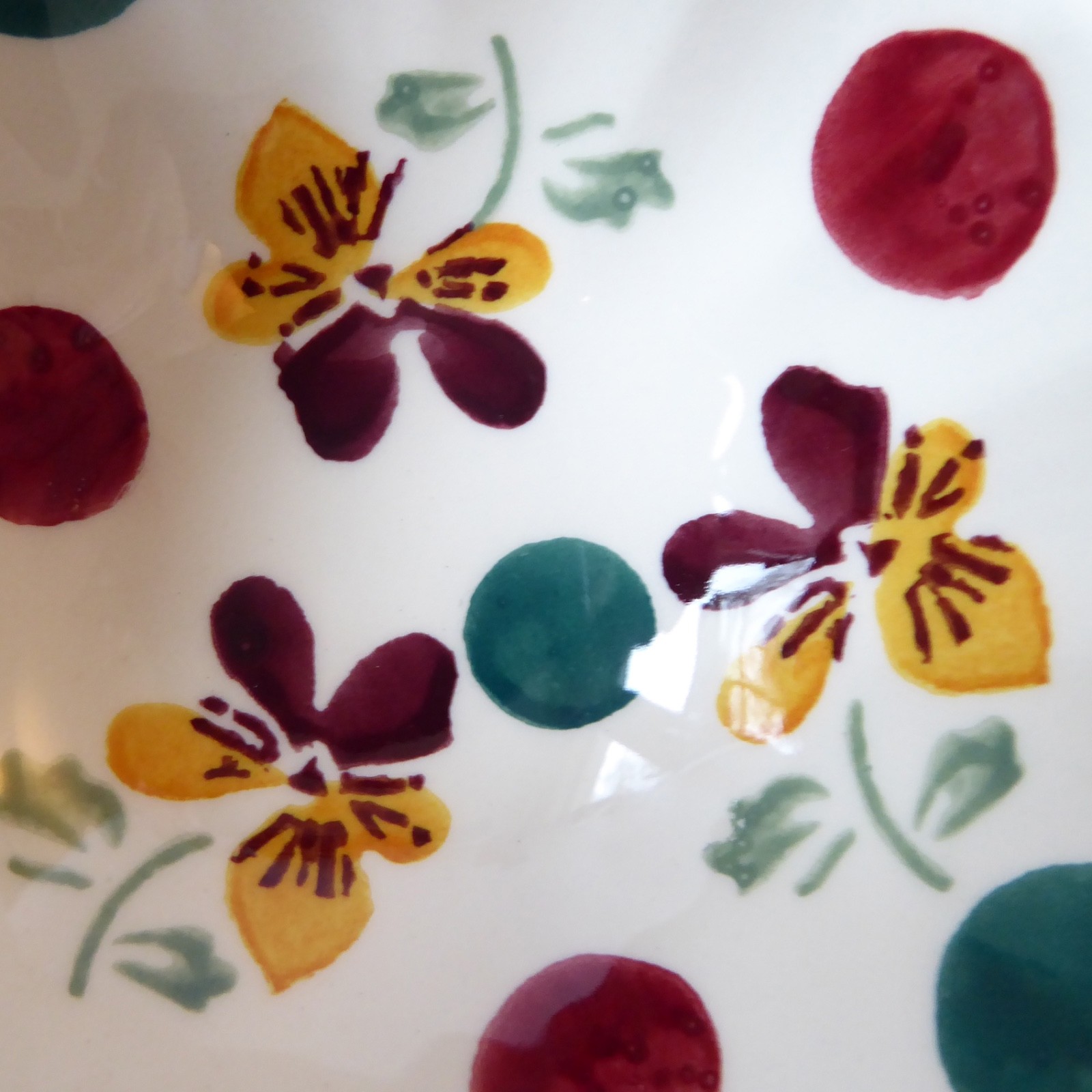 Emma Bridgewater Polka Dot & Pansy small fluted dip bowls, discontinued 2014 - Image 8