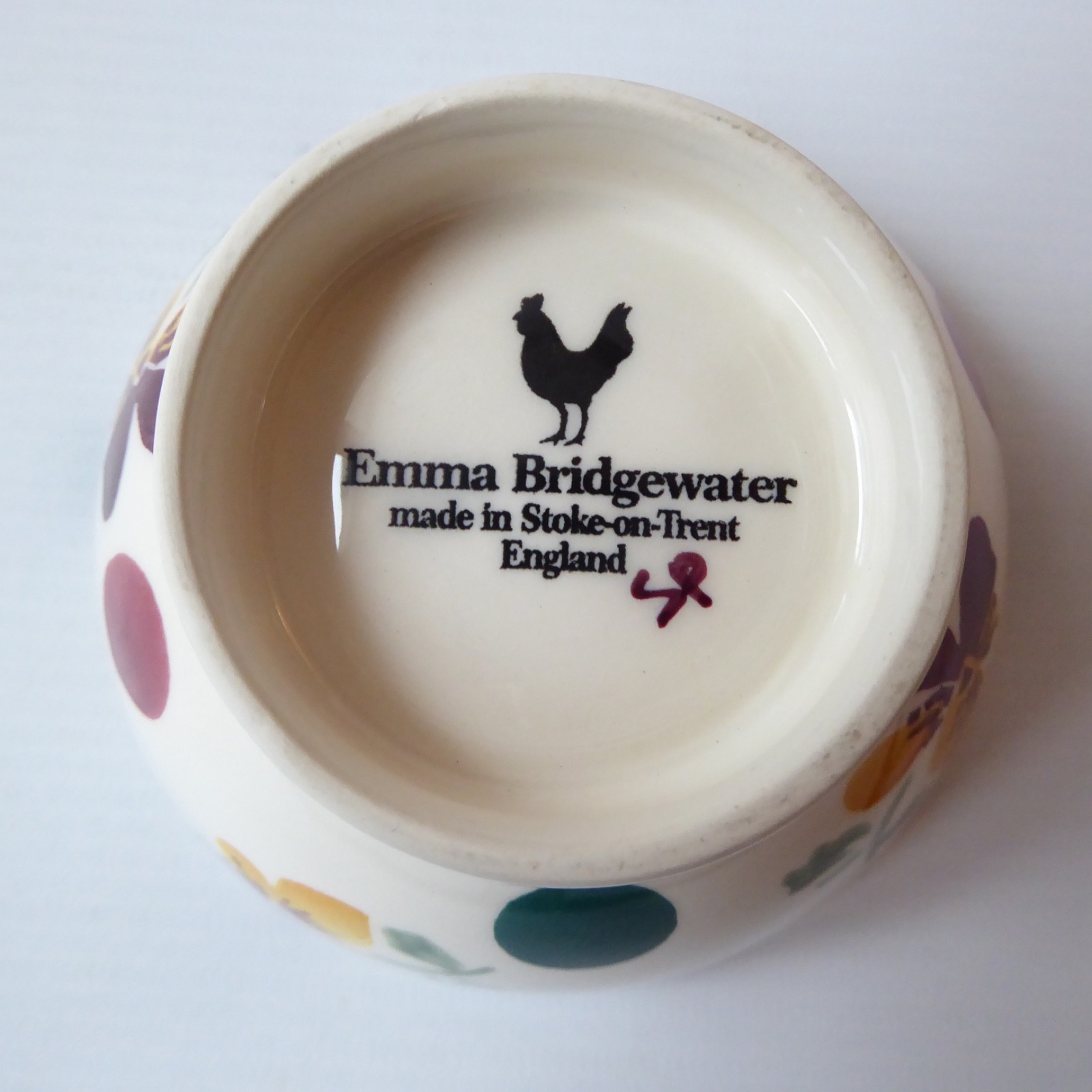 Emma Bridgewater Polka Dot & Pansy small fluted dip bowls, discontinued 2014 - Image 9