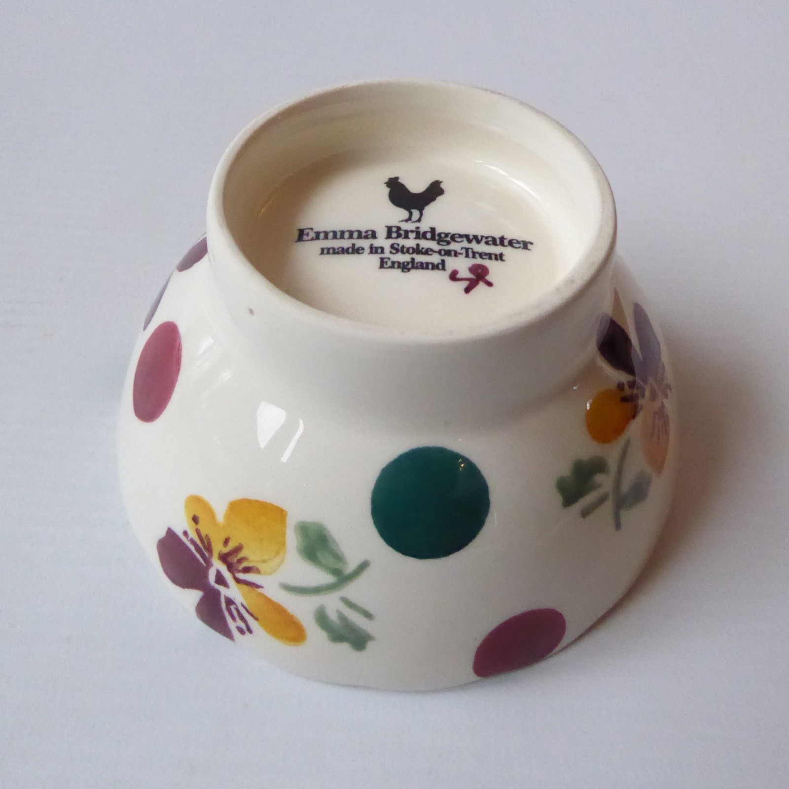 Emma Bridgewater Polka Dot & Pansy small fluted dip bowls, discontinued 2014 - Image 10