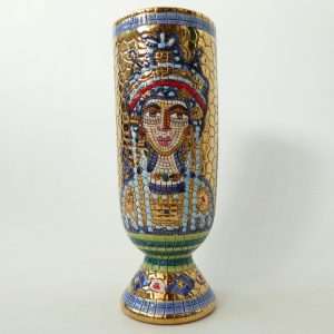 Gialletti GP Deruta Italy mid century vintage art pottery ceramic vase, mosaic