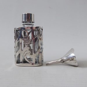 Hallmarked Ari D Norman sterling silver scent perfume bottle +funnel vintage '83