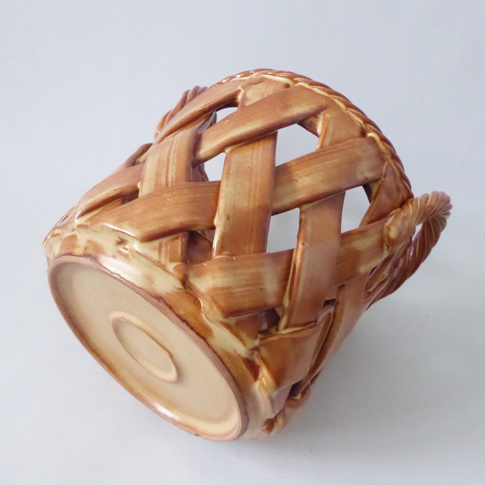 Handmade pottery basket planter, plant pot holder. Large ceramic glazed clay - Image 11