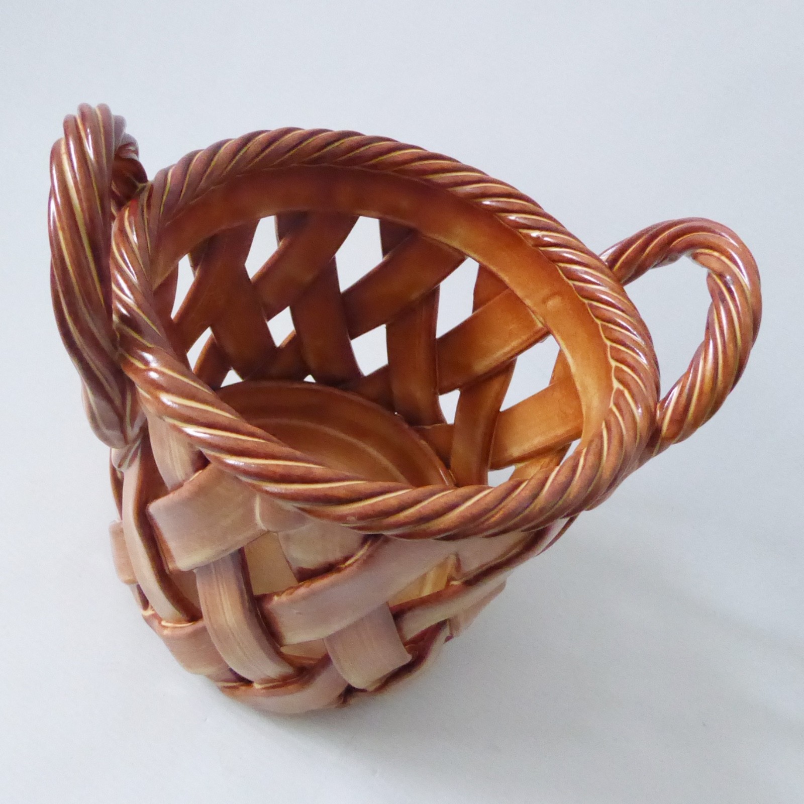Handmade pottery basket planter, plant pot holder. Large ceramic glazed clay - Image 7