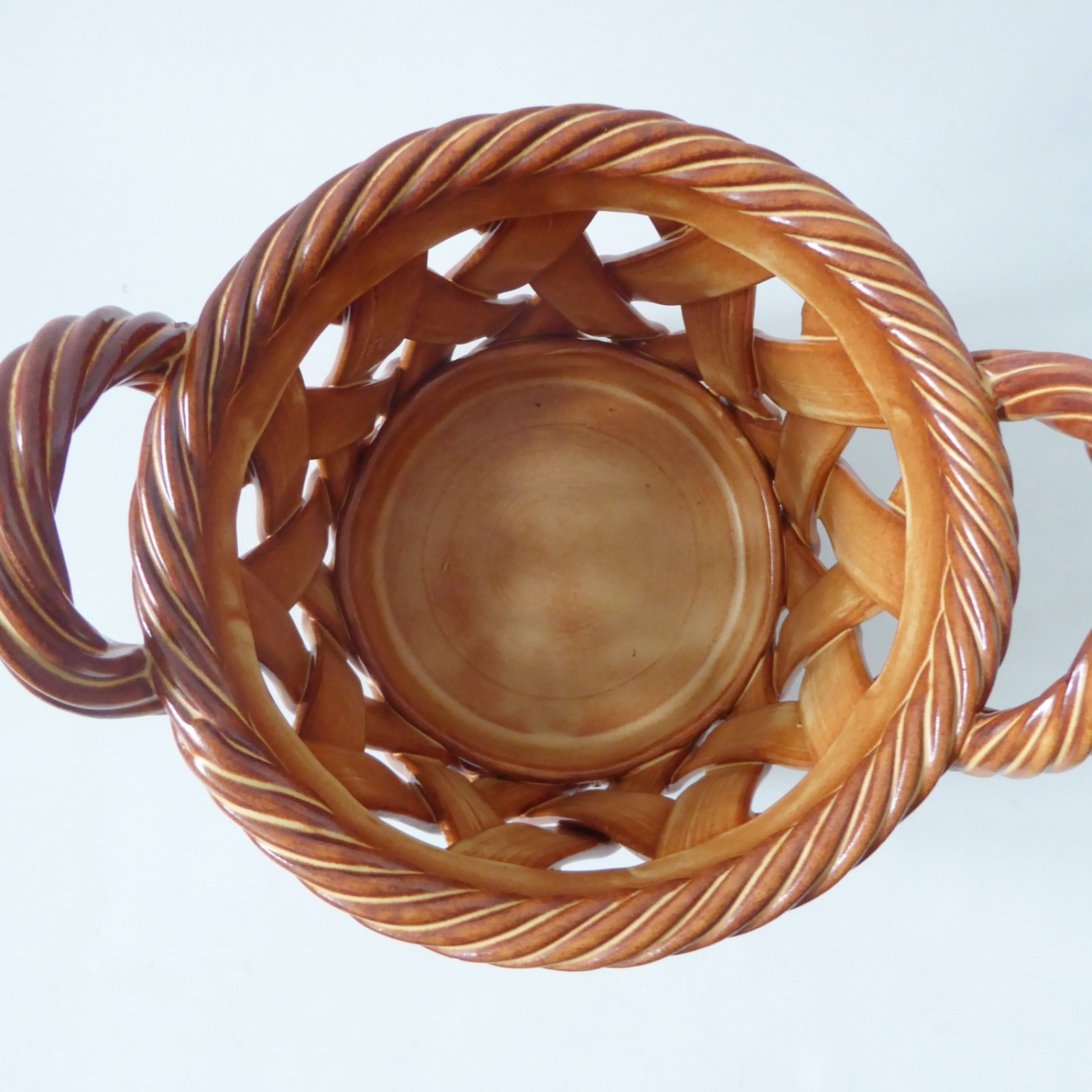 Handmade pottery basket planter, plant pot holder. Large ceramic glazed clay - Image 8