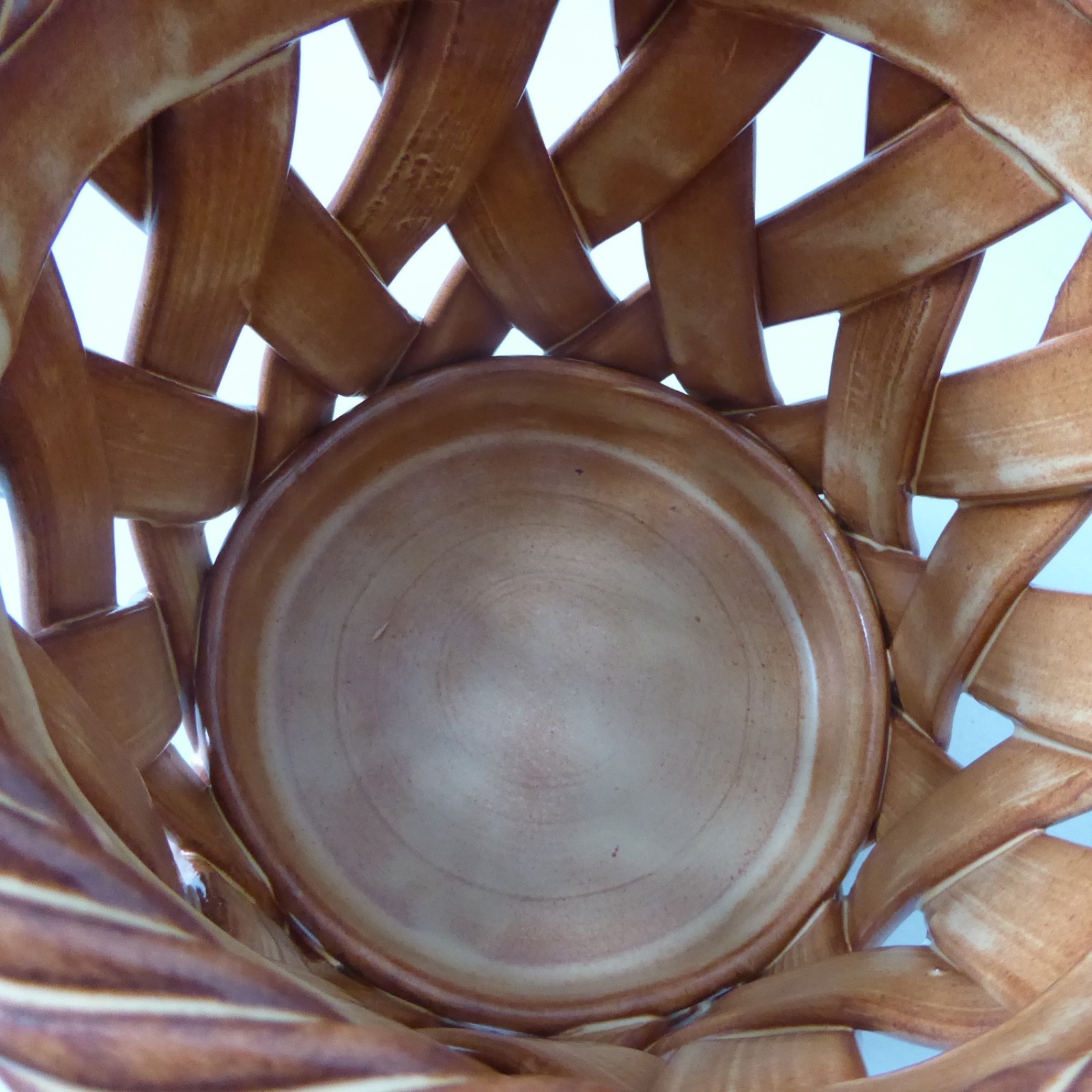 Handmade pottery basket planter, plant pot holder. Large ceramic glazed clay - Image 10