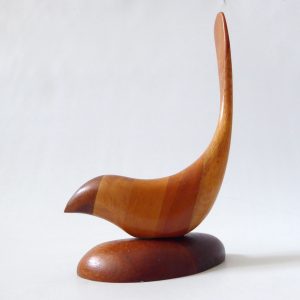 Handmade wood sampler: modernist minimalist stylised bird figurine, vintage