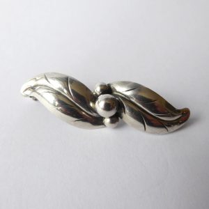 Hermann Siersbol HS Danish sterling 925 silver brooch. Modernist vintage leaves