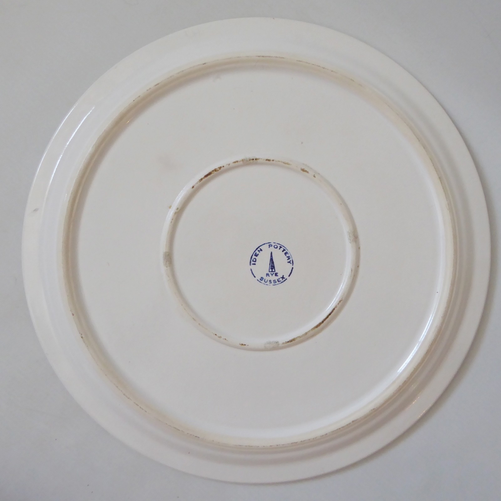 Iden Pottery studio pottery large 13" round flat plate serving platter, vintage - Image 8