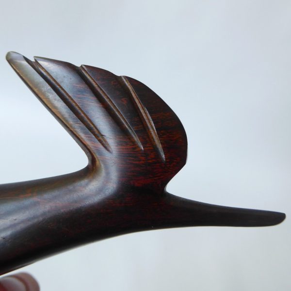 Ironwood stylised roadrunner bird. Modernist sculpture hand carved wood figurine - Image 11