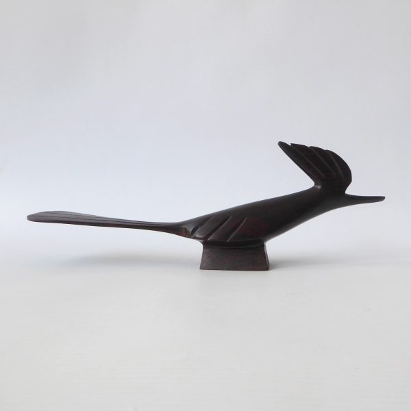 Ironwood stylised roadrunner bird. Modernist sculpture hand carved wood figurine - Image 3