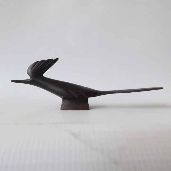 Ironwood stylised roadrunner bird. Modernist sculpture hand carved wood figurine - Image 4