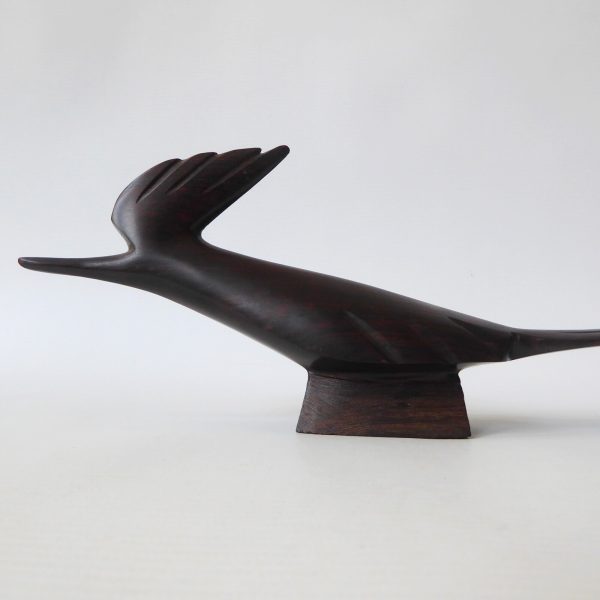 Ironwood stylised roadrunner bird. Modernist sculpture hand carved wood figurine - Image 5