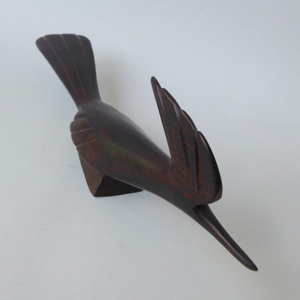 Ironwood stylised roadrunner bird. Modernist sculpture hand carved wood figurine - Image 9