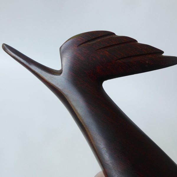 Ironwood stylised roadrunner bird. Modernist sculpture hand carved wood figurine - Image 10