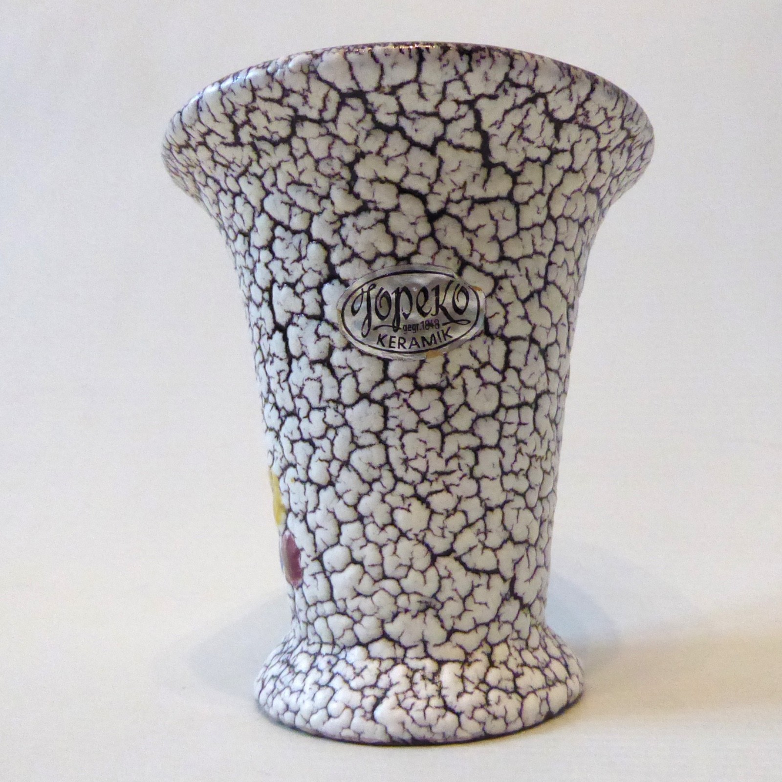 Jopeko Keramik West German pottery Cortina crackle shrink glaze vintage vase pot - Image 2