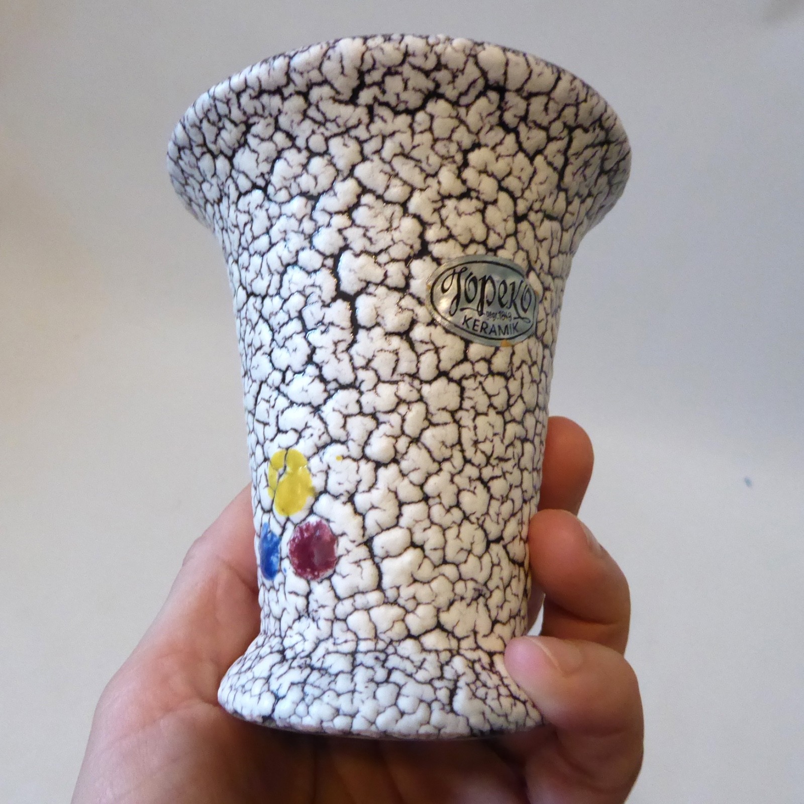 Jopeko Keramik West German pottery Cortina crackle shrink glaze vintage vase pot - Image 4