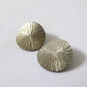 Jorgen Jensen 57A pewter clip-on earrings, Danish modernist sunburst vintage 60s
