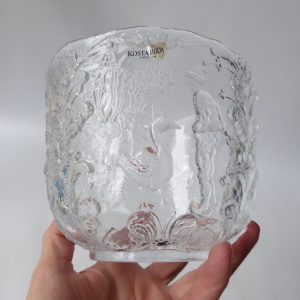 Kosta Boda Rhapsody Swedish art glass bowl. Kjell Engman, Sweden. 1980s crystal
