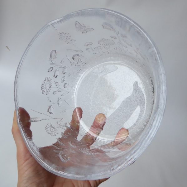 Kosta Boda Sweden Ulla wild flowers clear art glass crystal bowl, Kjell Engman - Image 15