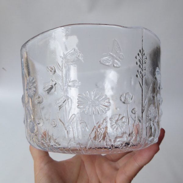 Kosta Boda Sweden Ulla wild flowers clear art glass crystal bowl, Kjell Engman - Image 4