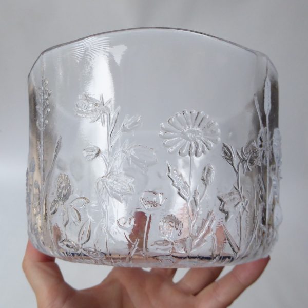 Kosta Boda Sweden Ulla wild flowers clear art glass crystal bowl, Kjell Engman - Image 6