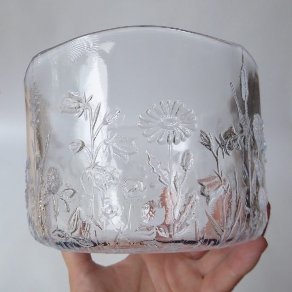 Kosta Boda Sweden Ulla wild flowers clear art glass crystal bowl, Kjell Engman - Image 9