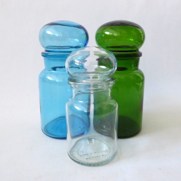 Made in Belgium set of 3 vintage retro glass apothecary storage jars, 1970s, 7" - Image 3