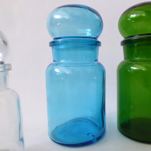 Made in Belgium set of 3 vintage retro glass apothecary storage jars, 1970s, 7" - Image 5