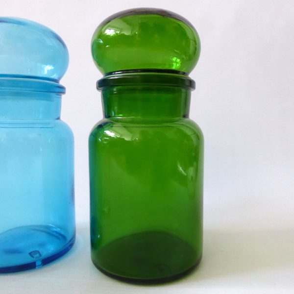 Made in Belgium set of 3 vintage retro glass apothecary storage jars, 1970s, 7" - Image 6