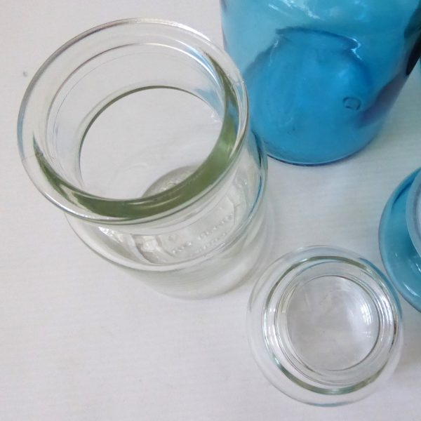 Made in Belgium set of 3 vintage retro glass apothecary storage jars, 1970s, 7" - Image 7