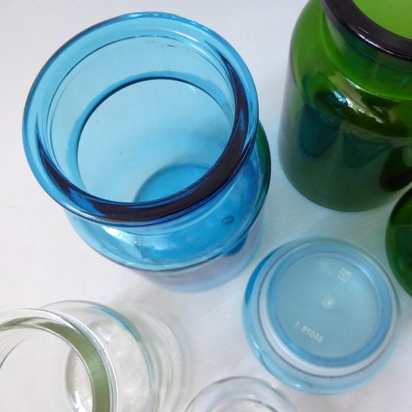 Made in Belgium set of 3 vintage retro glass apothecary storage jars, 1970s, 7" - Image 8