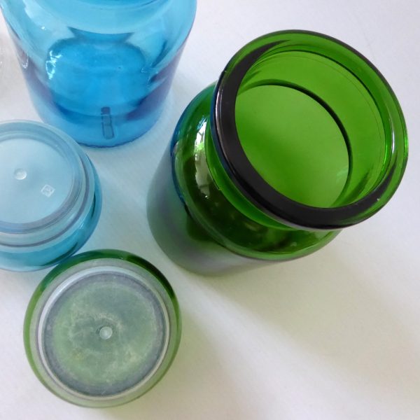 Made in Belgium set of 3 vintage retro glass apothecary storage jars, 1970s, 7" - Image 9
