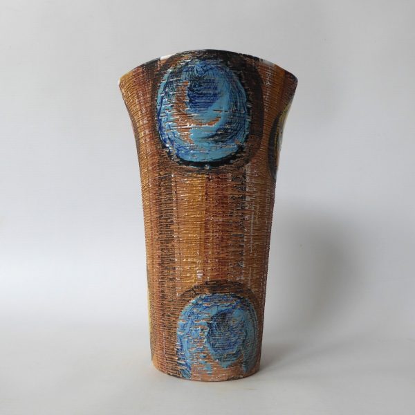 Mid century Fratelli Fanciullacci sgraffito rose Italy pottery ceramic vase 8394 - Image 11