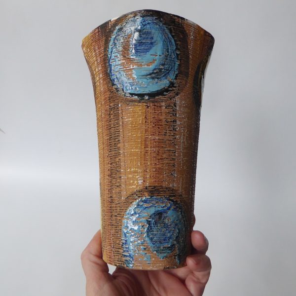 Mid century Fratelli Fanciullacci sgraffito rose Italy pottery ceramic vase 8394 - Image 12