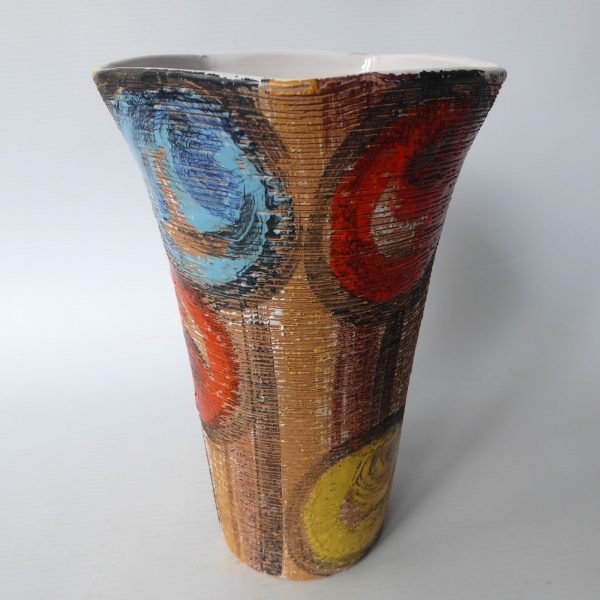 Mid century Fratelli Fanciullacci sgraffito rose Italy pottery ceramic vase 8394 - Image 7