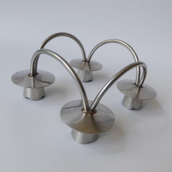 Mid century stainless steel candle holder. Modernist 4 cups/scoops. Danish style - Image 11