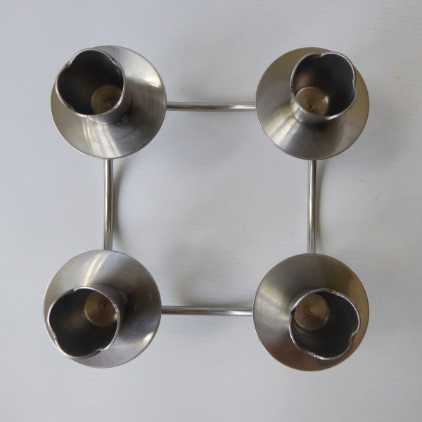 Mid century stainless steel candle holder. Modernist 4 cups/scoops. Danish style - Image 6